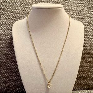 Gold Tone Minimal Single Stone Necklace